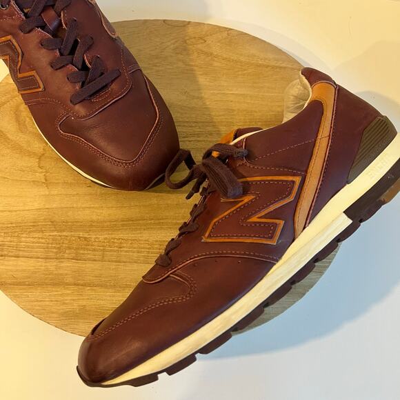 New Balance Horween 996 Burgundy Genuine Leather USA Men's Size 13 - Picture 1 of 13